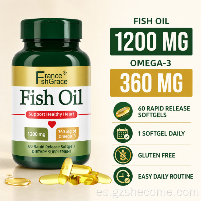 Shecome Aceite de pescado Cápsulas blandas Apoyo cardíaco Omega 3